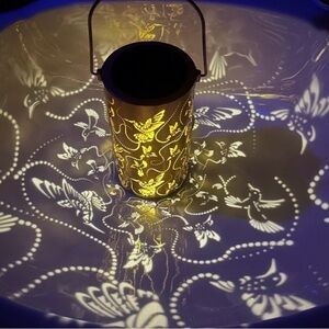 2 Outdoor Solar Lanterns, 1 dragonflies & 1 hummingbirds new